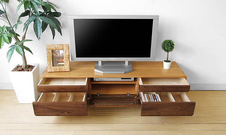 タモ材とウォールナット材のテレビボード